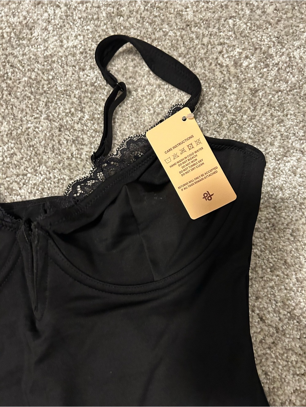 Popilush brand new with tags, Lace-Trim black dress with hidden shape wear.